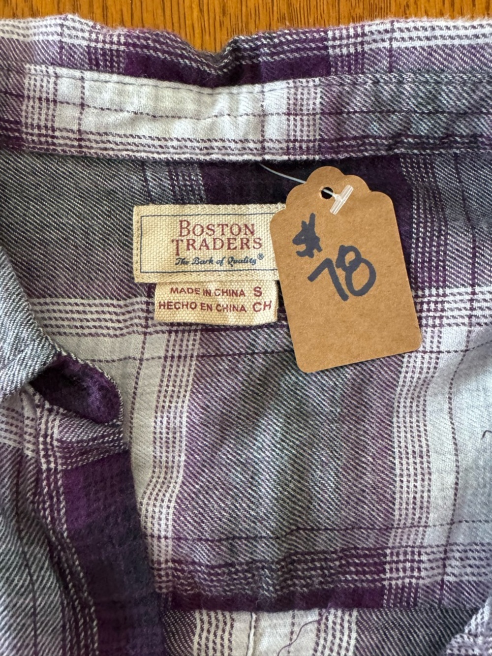 Boston Traders Purple & White Flannel Size Small

Yoga Hamsa -Hand sewn on back